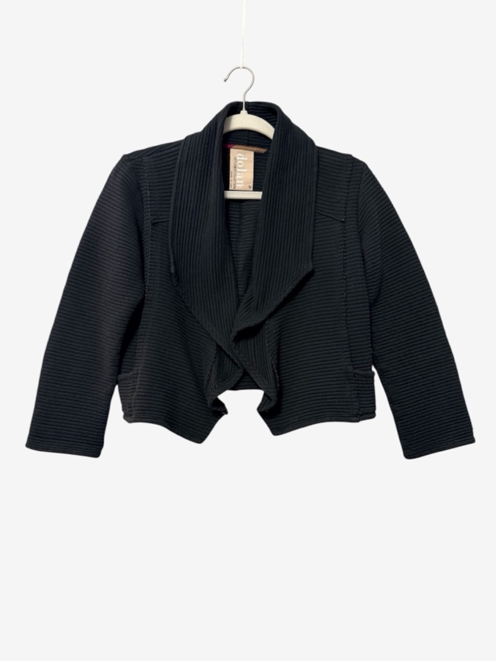 Dolan Anthropologie Ribbed Cropped Cardigan Shrug Size Medium Fold Over Collar
